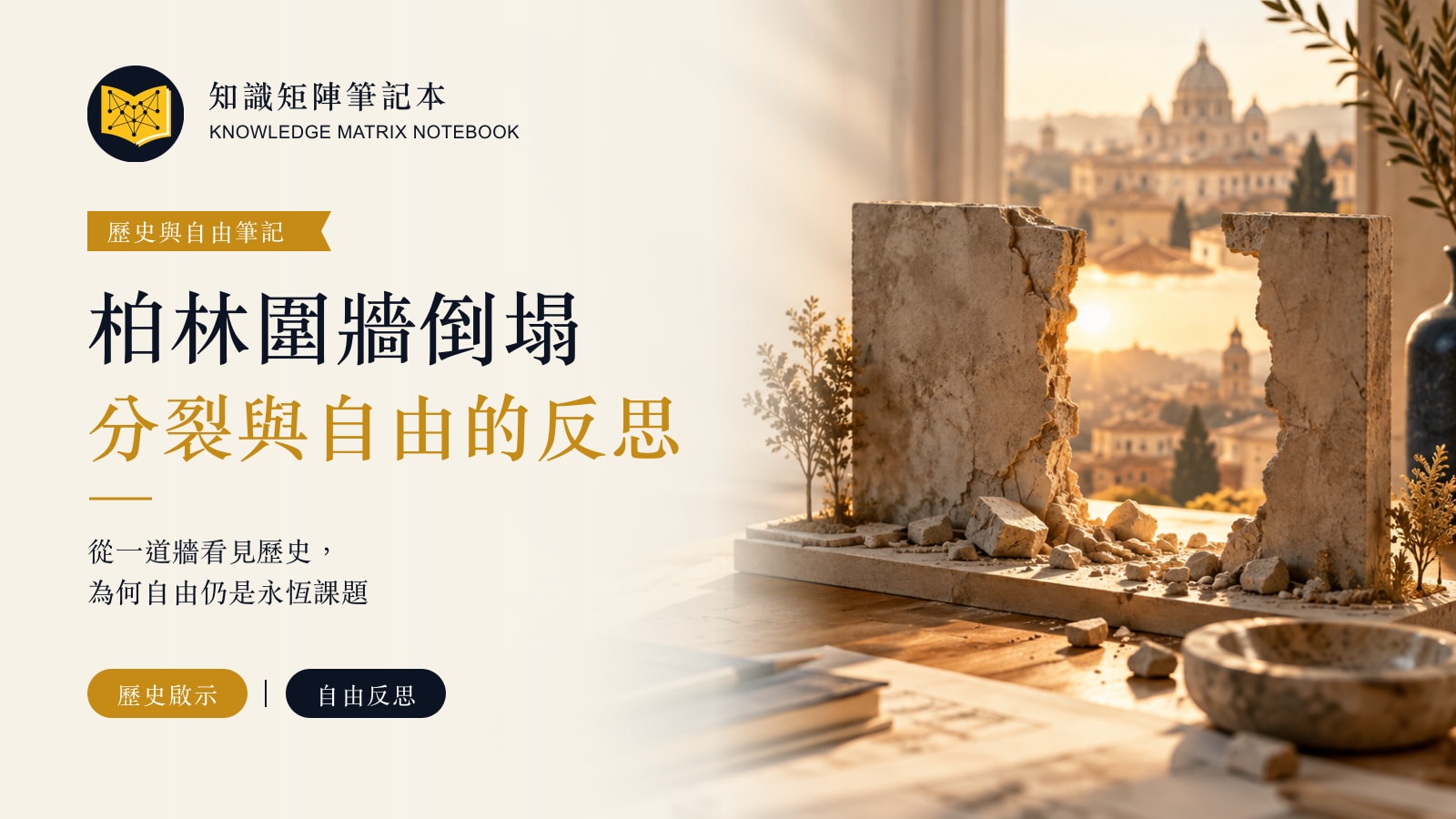 柏林圍牆倒塌，分裂與自由的反思；歷史啟示、自由反思主題封面